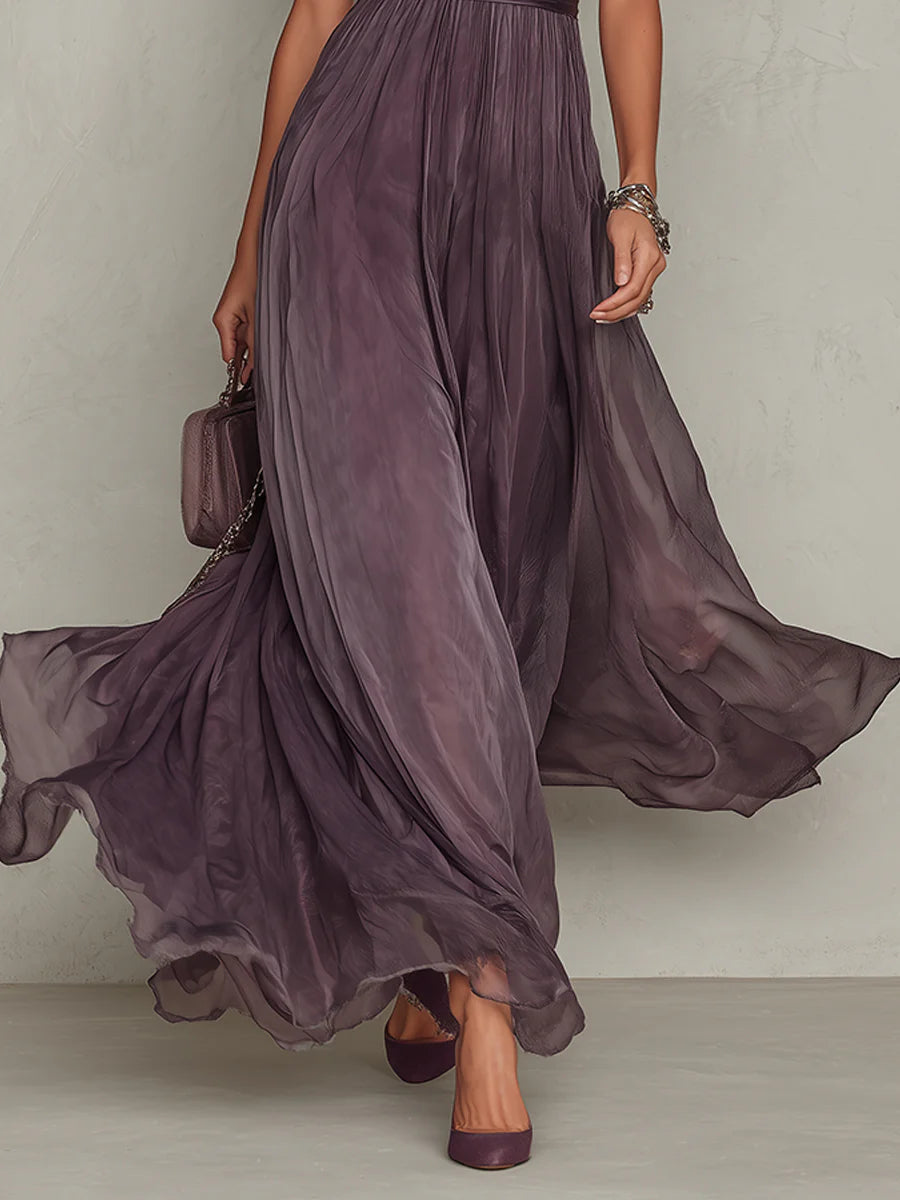 Sara | Vestido largo violeta con escote