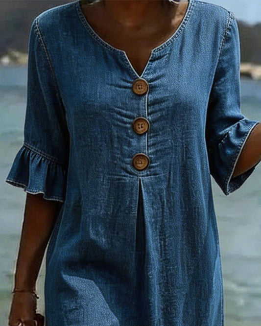 Eva | Vestido Vaquero Manga Volante