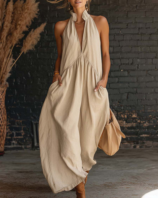 Aurora | Vestido Sin Mangas Cuello Alto Liso