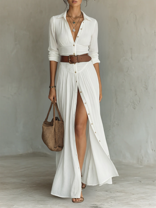 Julia | Vestido maxi largo con cuello solapa