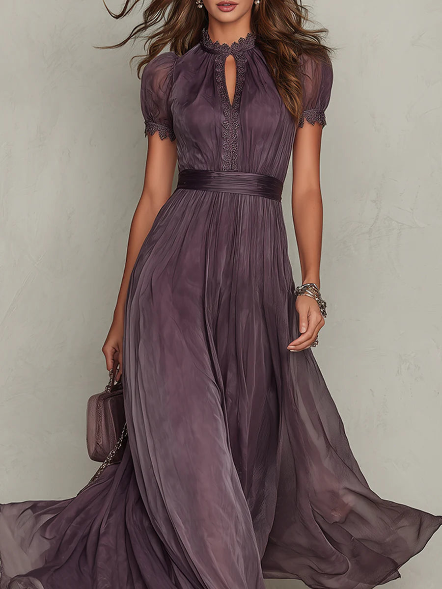 Sara | Vestido largo violeta con escote