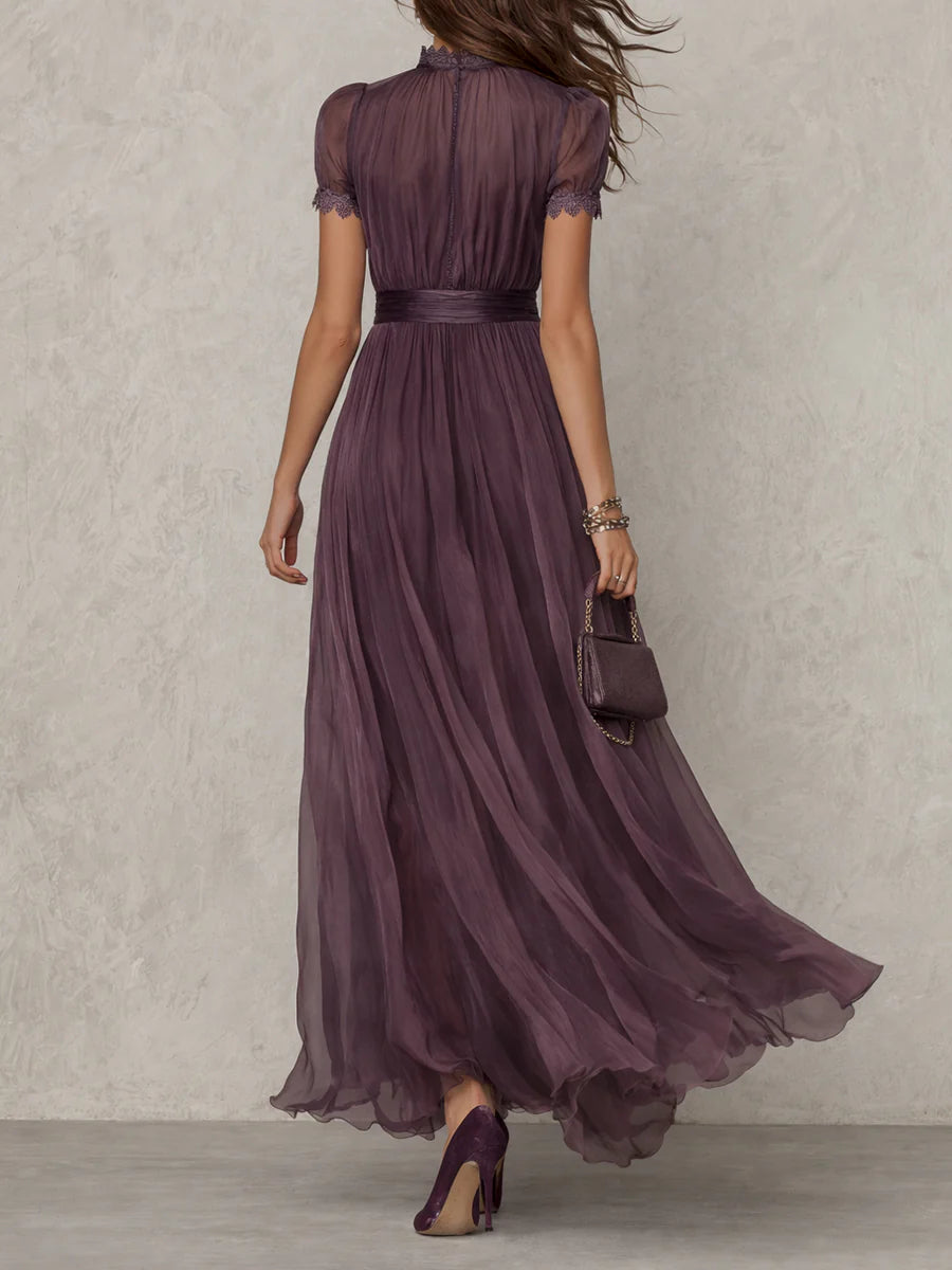 Sara | Vestido largo violeta con escote
